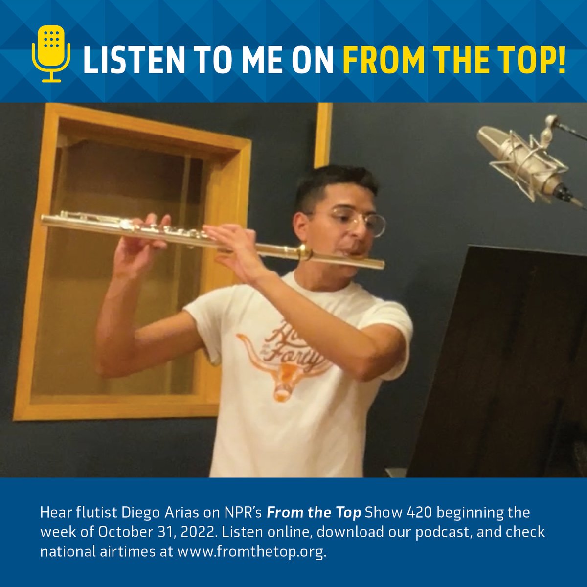 tprclassical's tweet image. Diego Arias is an 18-year-old flutist from Brownsville, and he&apos;s on this week&apos;s From the Top! Listen: soundcloud.com/fromthetop-1/d… #classicalkid @classicalkid