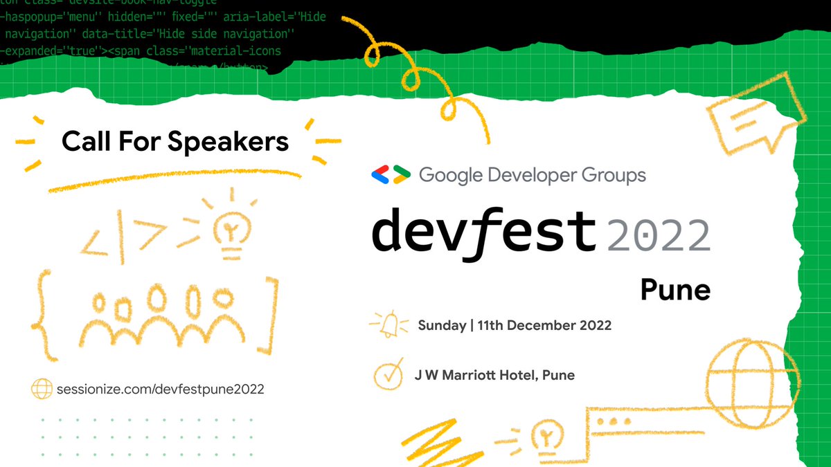 GDGPune's tweet image. Hello World!👋
🎙 📣Call for speakers for #Devfestpune2022 is now open!🥳

We&apos;re looking for experience-based talks, share your story, your struggle, your research results, your experience with the frontier tool or technology.

🔗sessionize.com/devfestpune202…

#gdg #wtm #Devfest #Pune