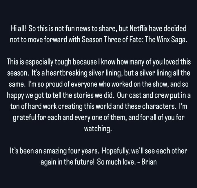 What the actual fuck? Netflix fuck you, cancelling my subscription rn. #FateTheWinxSaga #renewfatethewinxsaga