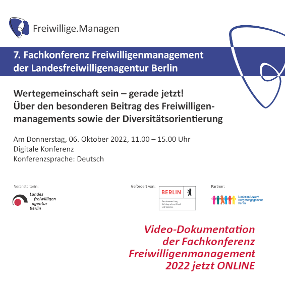 #OTD 6. Oktober | Wertegemeinschaft sein – gerade jetzt! 7. FACHKONFERENZ FREIWILLIGENMANAGEMENT der #Landesfreiwilligenagentur #Berlin. VIDEO-Dokumentation ➔ freiwillige-managen.de/fachkonferenz-…

#WerteGemeinschaftSein #Ehrenamt #Wissen für #Freiwilligenmanagement #Diversitätsoffenheit