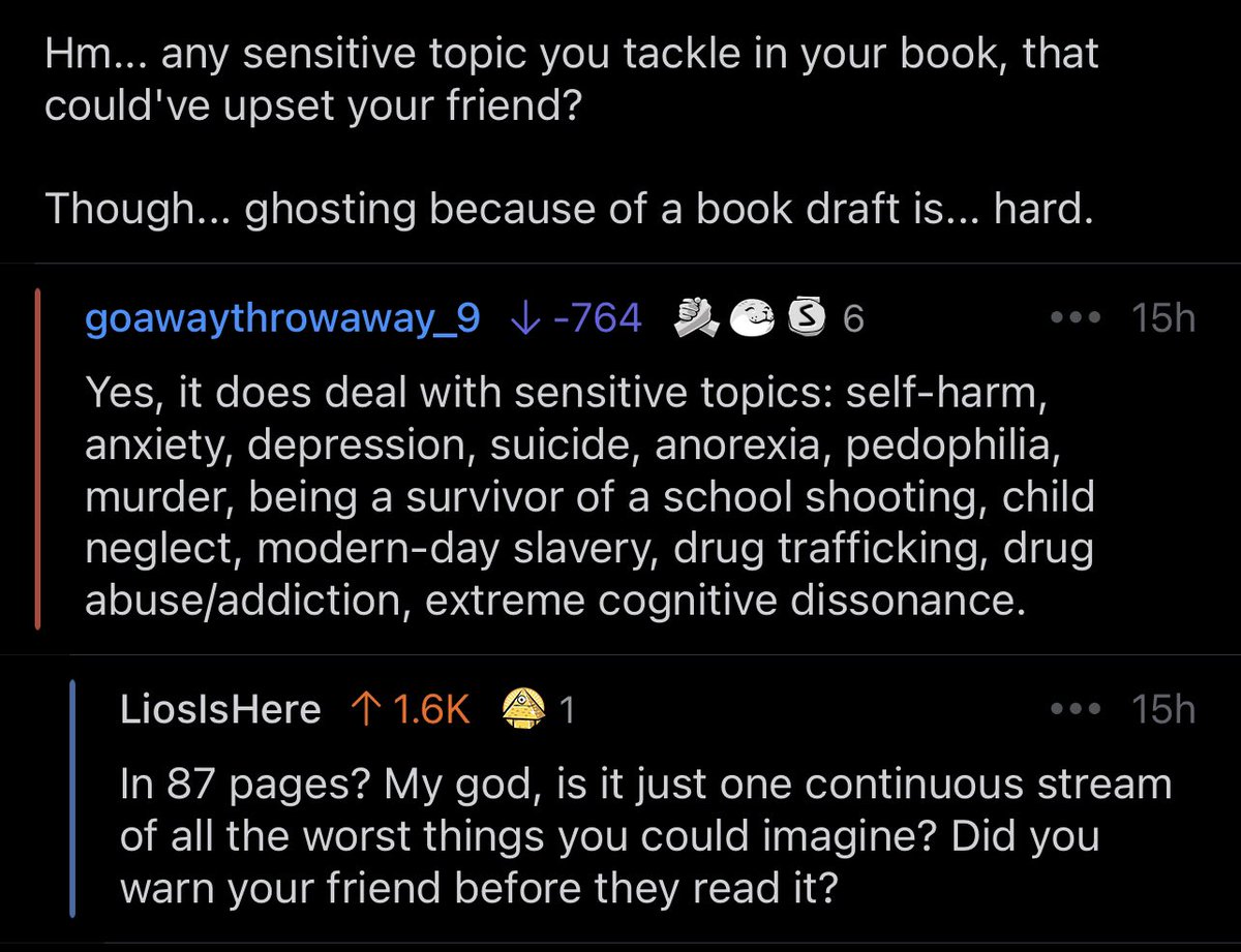People on the #writing #subreddit are something else 

#WritingCommunity #writerscommunity #reddit #redditment