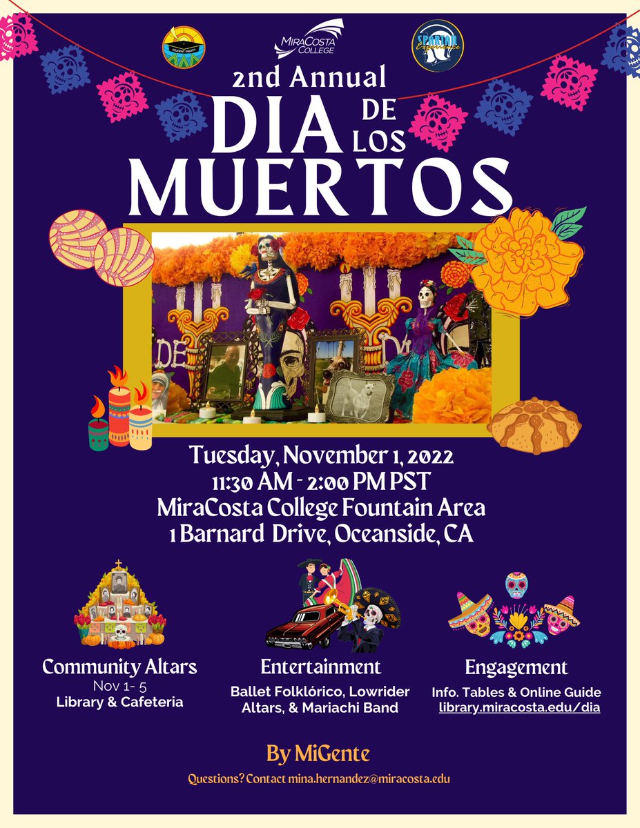 EVENTS THIS WEEK! 11/1: Dia de los Muertos, 11:30A-1P @ OCN Fountain; 11/3: Yosimar Reyes, 5PM @ CLC 306/307 tinyurl.com/usawyosimar; 11/4: Alter Nerd Egos, 12-1:30PM tinyurl.com/AlterNerdEgo; 11/5: Black &amp; Brown Nerds Expo, 11A-6P @ OCN Student Center blackandbrownnerds.com