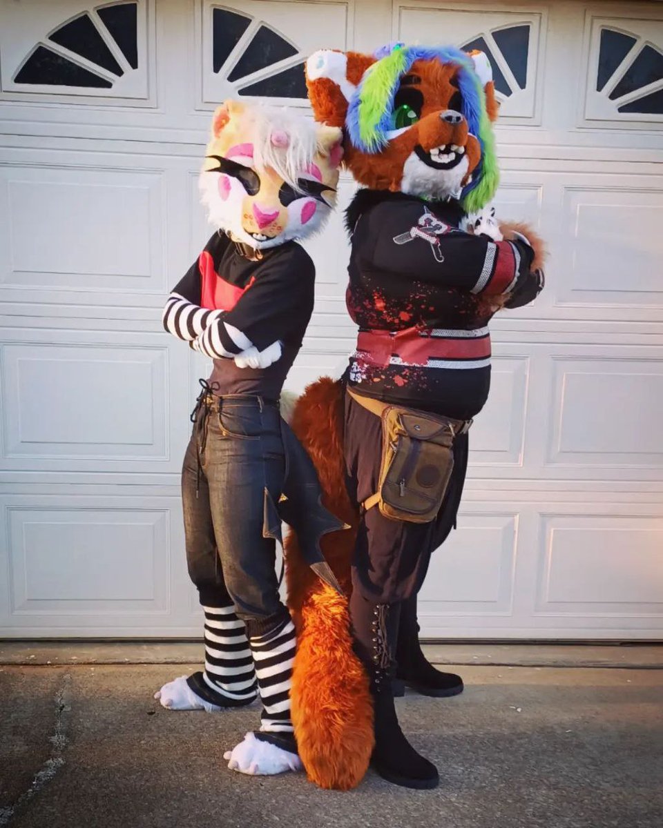 FenneCrafts's tweet photo. FennéCat & Sujie power duo, back for another Halloween! 🎃 Made it back from AquatiFur in time to hand out plenty of candy tonight.
@Evilturtleruler
#fennecrafts #fennecat #fursuit #furry #halloween https://t.co/tCqV9B290c