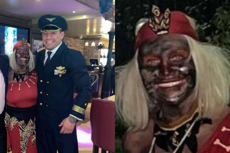 phre's tweet photo. Conor McGregor's mum went full blackface for Halloween. https://t.co/pw6wz0ENjp