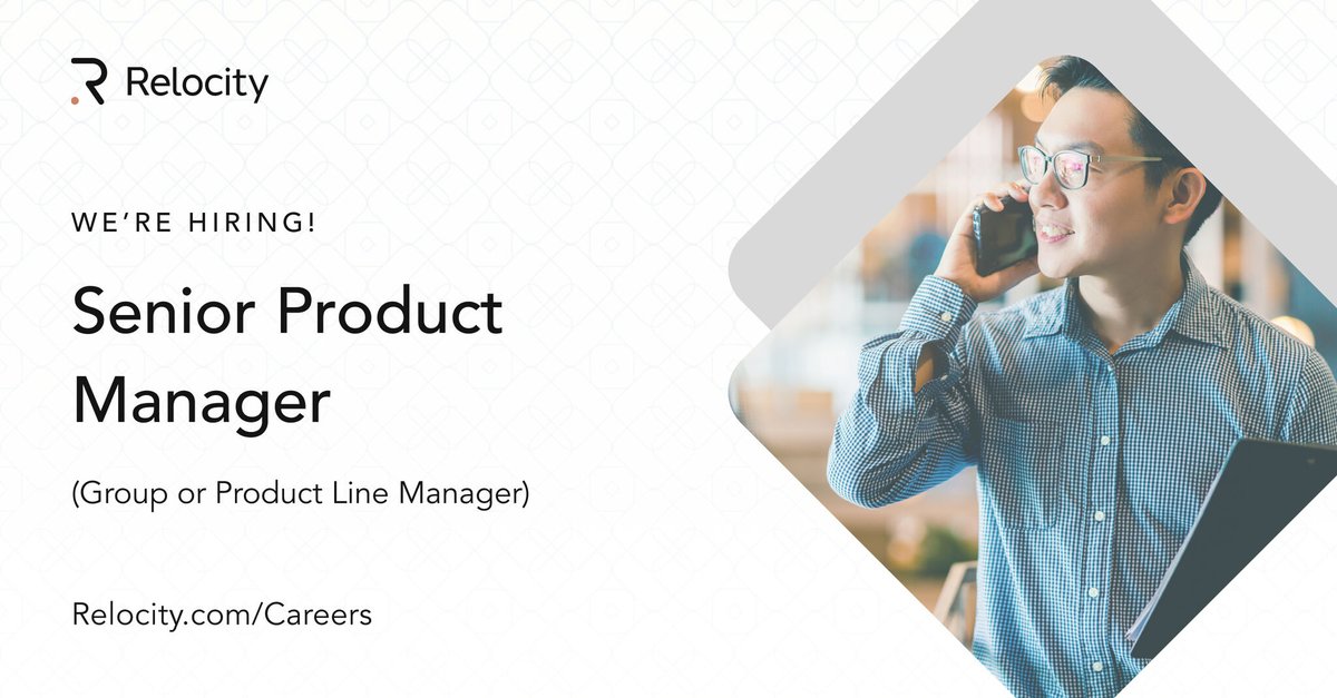 RelocityInc's tweet image. #Relocity is hiring a Senior Product Manager (Group or Product Line Manager, #remote) to support the development of our platform!  

For more information and to apply, click here: bit.ly/3DFEsCI

#JoinRelocity #JobOpening #Hiring #Recruiting #Employment