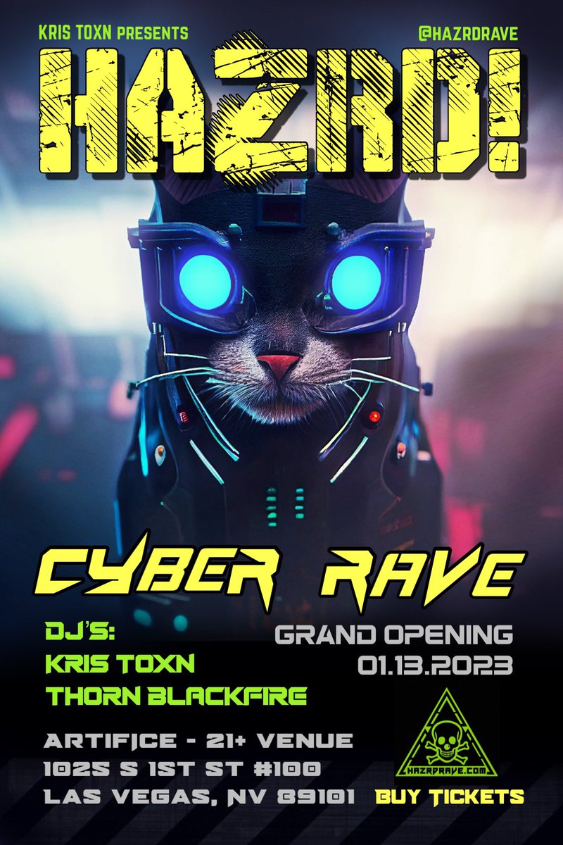 hazrdrave's tweet photo. @kristoxn presents, HAZRD! Rave: 
⚠️ EDM // Industrial // Acid House // Trance
🤑 BUY TICKETS/ SHOP: https://t.co/Us9qgn5HpS

#lasvegasnightlife #rave #circuitparty #raver #cyberpunk #cybergoth #kinkster #clubkid #industrialmusic #acidhouse #trance #EDM https://t.co/yPhUuK3qS5
