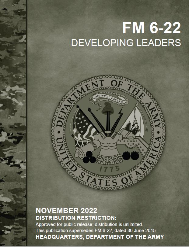 TRADOC's tweet image. It&apos;s here‼️ The newly updated FM 6-22, Developing Leaders, serves as the Army’s doctrinal framework for the methods leaders use to develop other leaders, to improve their organizations, build teams and develop themselves. 

Download it today at armypubs.army.mil/epubs/DR_pubs/…

@TradocCG