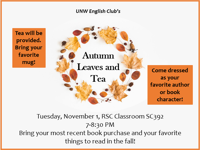 UNW_English's tweet photo. Don't miss the English Club's latest event!  It's tonight at 7:00! https://t.co/pKTHimJ5cQ