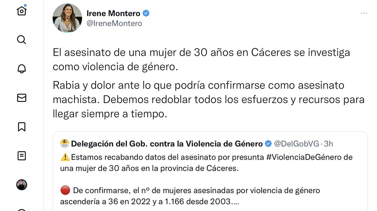 Irene Montero, eres indigna. Es nauseabundo tu sectarismo ideológico, que te lleva a silenciar el asesinato de una niña indefensa porque la asesinó su madre. Olivia, los ciudadanos de este país lloramos tu trágica muerte y condenamos la violencia, ya provenga de papá o de mamá.