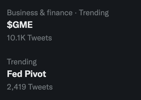trainticketsplz's tweet photo. tweeting #FedPivot* for the culture π«‘
*further tightening
#trendland
#GME $GME #GameStop #GameStopNFT #GMERICA #GSKIDS #GMEDividend #LFG π https://t.co/EbEPlPuc6V