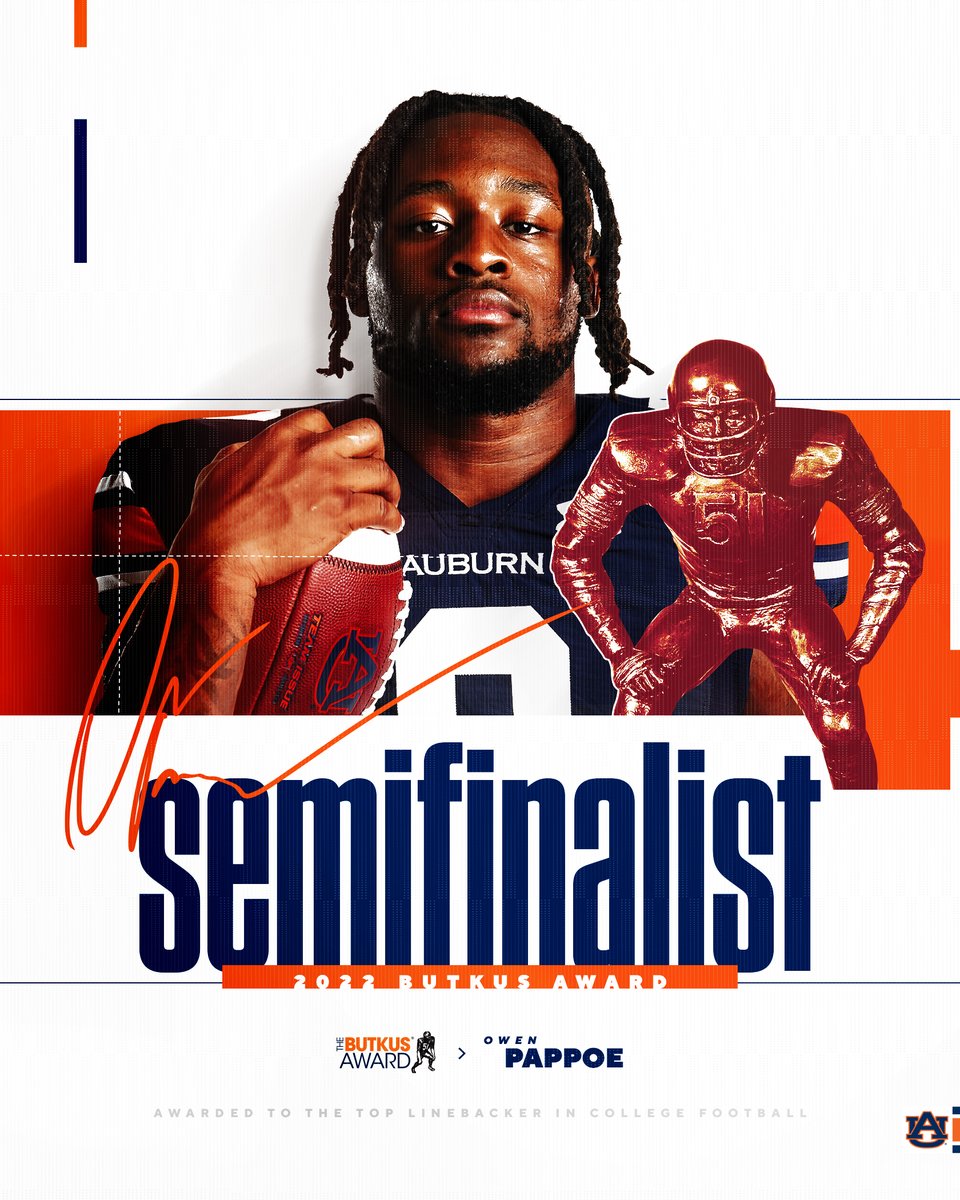 One of the best linebackers in the country 🏆 @TheFreak is named a semifinalist for the 𝟮𝟬𝟮𝟮 𝗕𝘂𝘁𝗸𝘂𝘀 𝗔𝘄𝗮𝗿𝗱 📰 auburntige.rs/3gP8on1