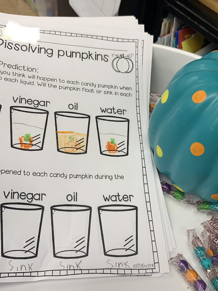 mrscolgansclass's tweet photo. Embracing the candy crash with some candy pumpkin science. #sceslearners #floatorsink #toomuchcandy #TwitterTuesday https://t.co/XpgdaDeIqC