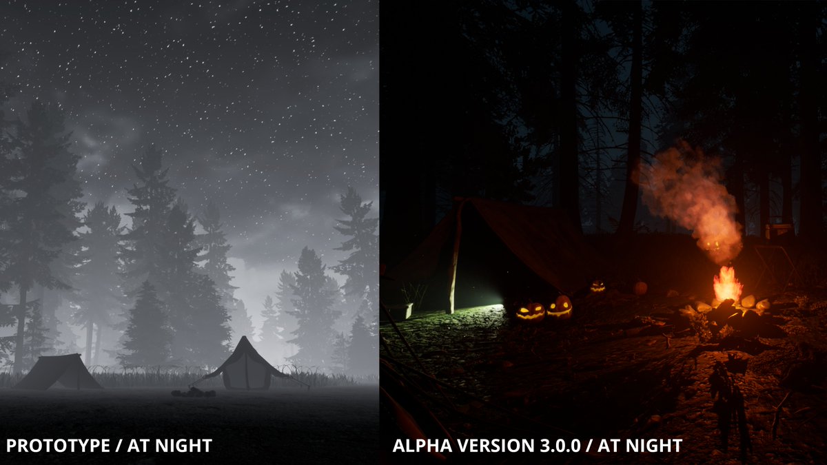 totemwarestudio's tweet photo. Here's a quick comparison to our prototype from 2020. 

#AtNight #Prototype #HorrorGame #IndieGame https://t.co/LiAQTelmzX