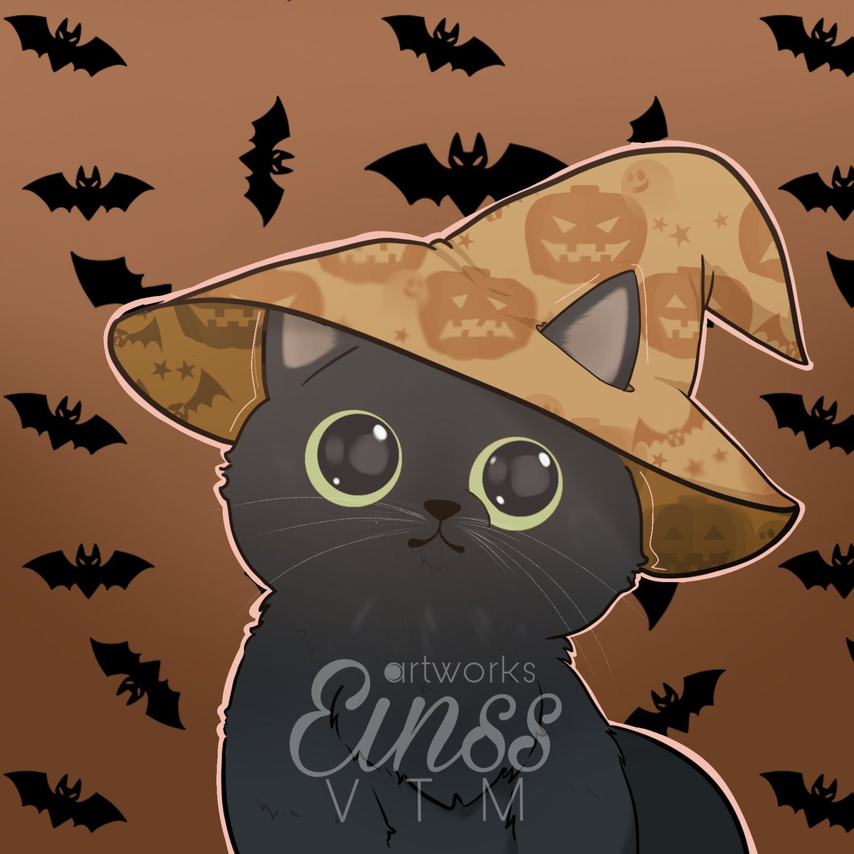 Floofy Halloween to you all ~ drew the catto of my friend cuz it was so cute. 

#cat #Halloween #cute #chibiart