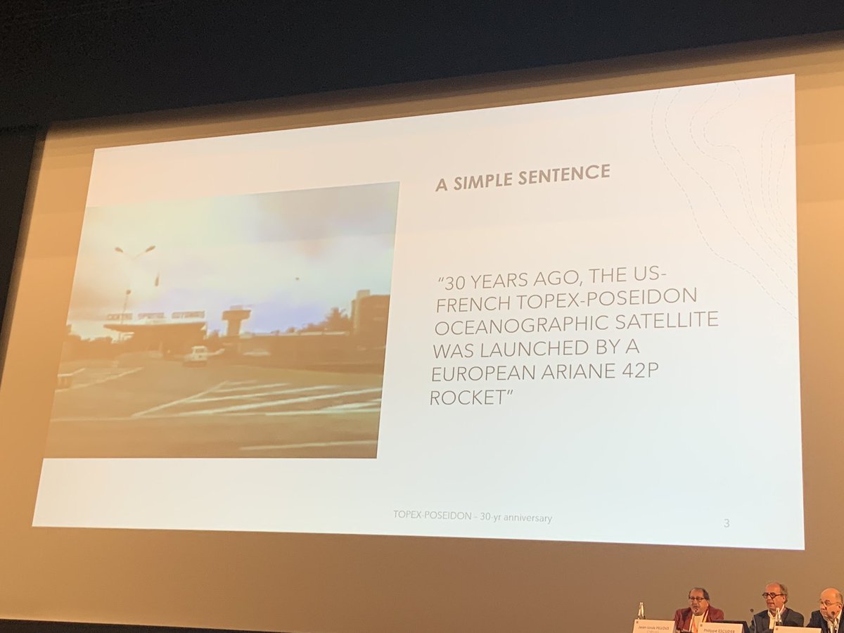 PaulCounet's tweet photo. Really cool to be at #OSTST and to listen to the forefathers of #Topex/Poseidon - the precursor of operational ocean altimetry … a great @CNES @NASAJPL cooperation then extended to @NOAASatellites @eumetsat @ESA_EO and @CopernicusEU. https://t.co/LZF2DTUoH9