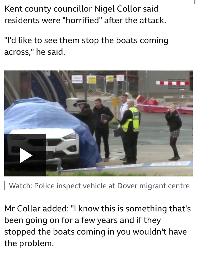 In a BBC article about the migrant centre firebombing…