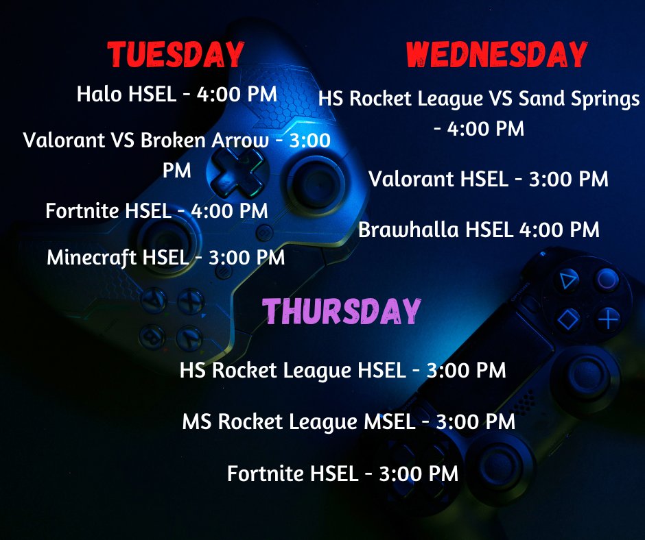 Esports Schedule: October 31st - November 4th wyandotte.k12.ok.us/article/893058…