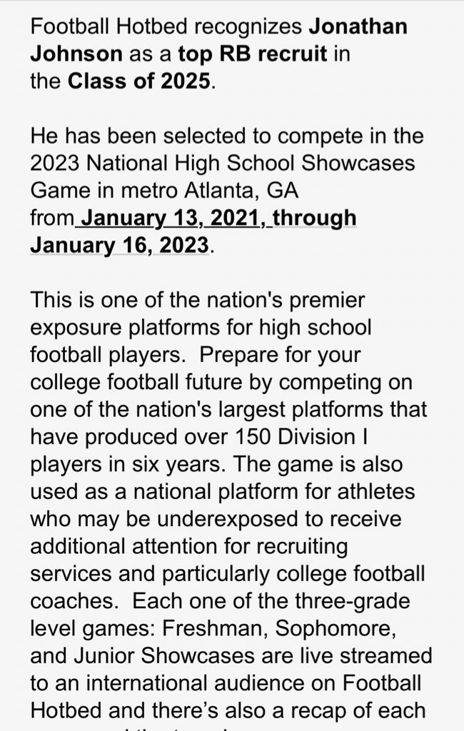 Jonathan Johnson (@jj_johnsonrb2) on Twitter photo Thank you for the invite. ATL let’s get it. @prepredzoneAR
<a href="/Rivals/">Rivals</a>
<a href="/247recruiting/">247Sports Recruiting</a>
<a href="/ArElite100/">Arkansas Elite 100</a>
<a href="/ArRecruitingGuy/">Richard Davenport</a>
<a href="/BVille_West_FB/">Wolverine Football</a> Thank you for the invite. ATL let’s get it. @prepredzoneAR
<a href="/Rivals/">Rivals</a>
<a href="/247recruiting/">247Sports Recruiting</a>
<a href="/ArElite100/">Arkansas Elite 100</a>
<a href="/ArRecruitingGuy/">Richard Davenport</a>
<a href="/BVille_West_FB/">Wolverine Football</a>