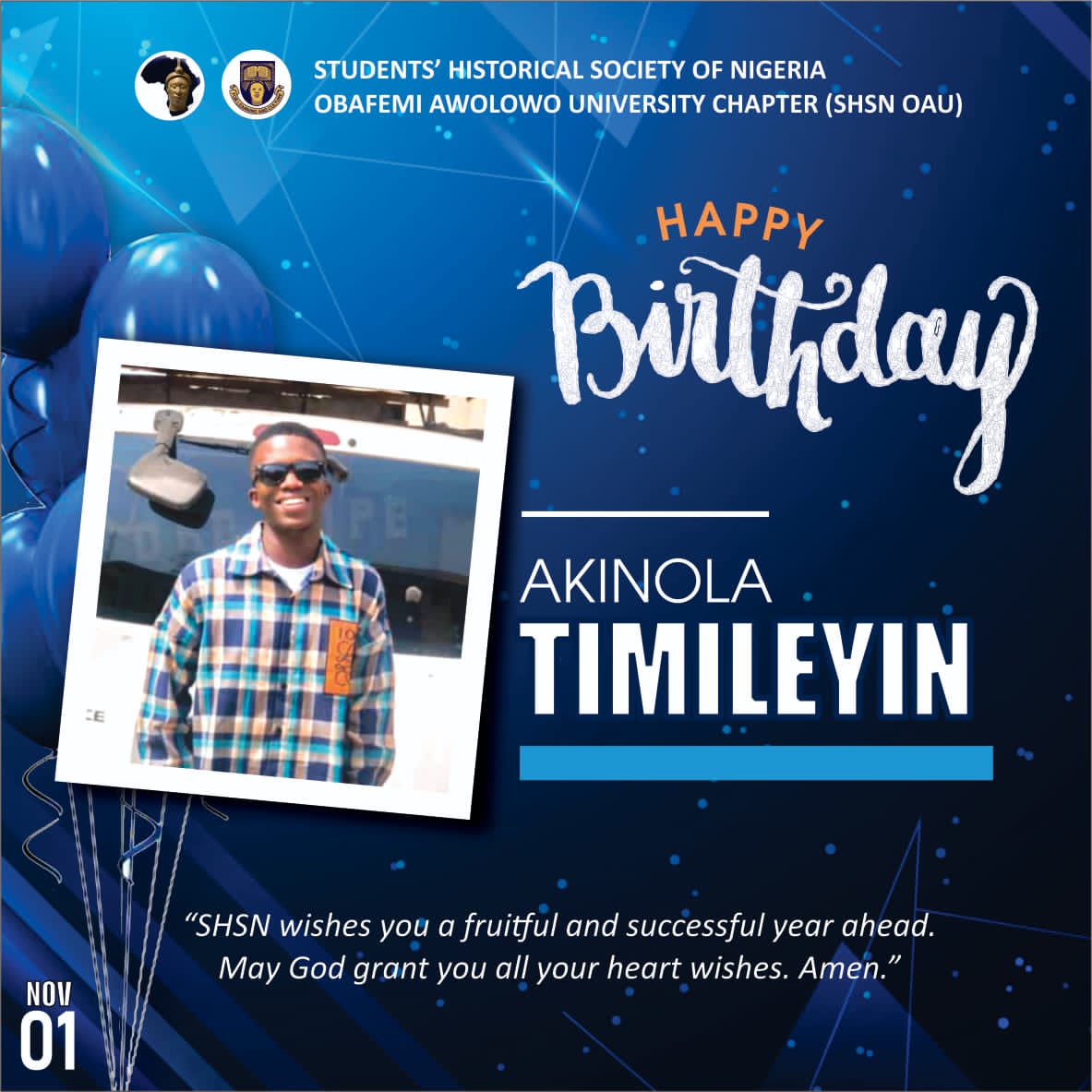 shsnOau's tweet photo. Birthdays are a time to celebrate. The more of them you have, the more you can experience the beautiful world before you. Enjoy your day and the year ahead!

 Best wishes from SHSN OAU https://t.co/YRf9MwbtU2