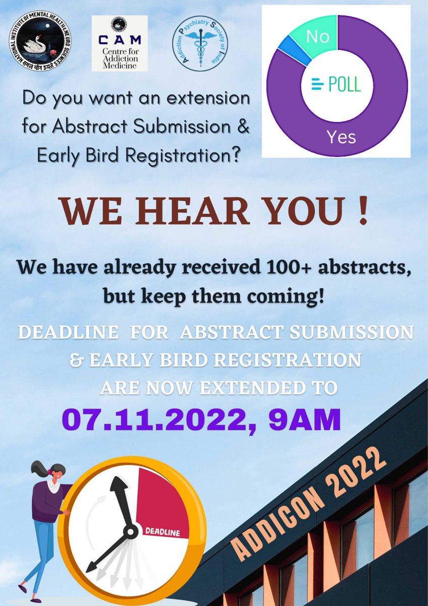 Early Bird and Abstract Submission Deadlines Extended !!!

But don't take your foot of the accelerator !!

Finish off that abstract and submit it soon !!

Go to addicon2022.com 

@narasimha1988 <a href="/DiptadhiM/">Diptadhi Mukherjee</a> <a href="/Dr_ArpitParmar/">Dr Arpit Parmar, MD, DM</a> <a href="/askdheeraj/">Dr Dheeraj K, MD, DM, 🇮🇳</a>