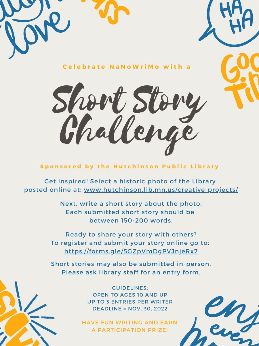 November is here and it's time to celebrate National Novel Writing Month (NaNoWriMo)! Check out the library's short story contest.