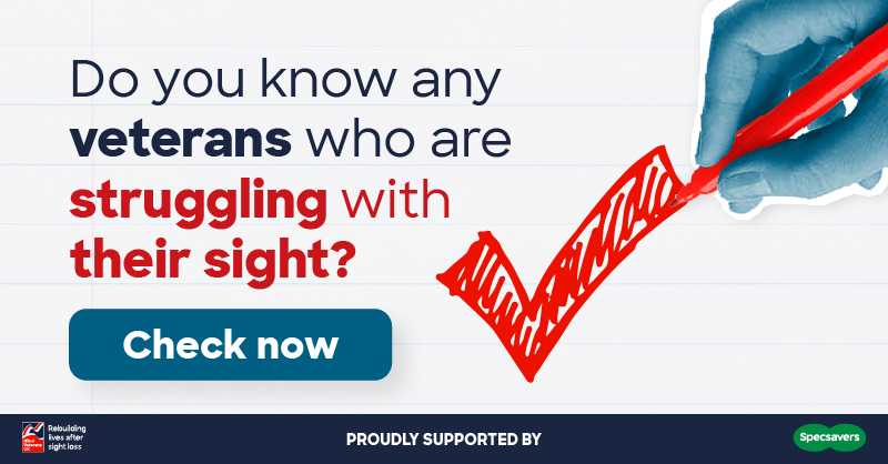 BlindVeterans's tweet photo. Do you know anyone who is struggling with their sight? It takes just 20 seconds to find out if you or someone you know, could be eligible for support from Blind Veterans UK. Please share to reach more veterans.