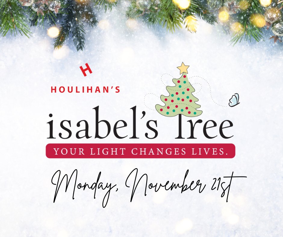 Mark your calendars! You're invited to join us for our annual tree lighting at Houlihan's North on Monday, November 21st at 7pm! Visit our website for more information: bit.ly/3RgV1bT
