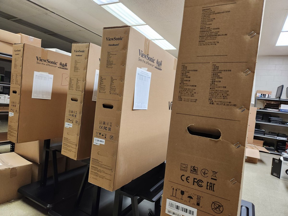 <a href="/FCPSITDept/">FCPS Technology Dept.</a> #sharing more good news coming to all our Fayette County Public Schools. Computers &amp; Activepanels are being prepared to be shipped out to our schools by the Tech Team &amp; Maintanence Dept!! <a href="/Supt_Hamlett/">Dr. Versie R. Hamlett</a> <a href="/cpwright81/">Dr. Constance Wright</a> <a href="/fcpsmaintenance/">fcpsmaintenance</a>