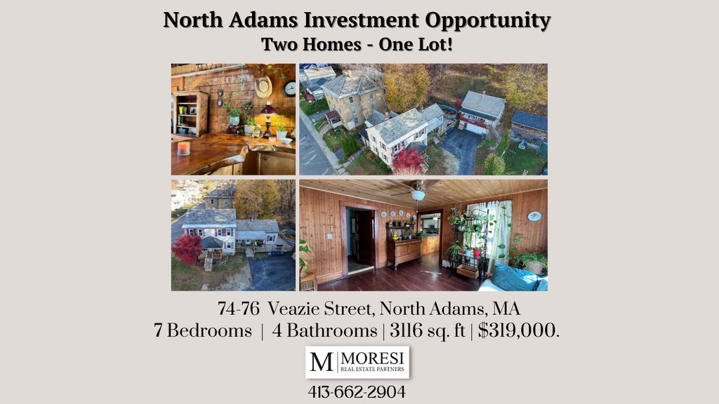 📍Investors - a rare opportunity to snag this much rental income with one purchase! This property features two homes on one lot - including an updated duplex. Moments to MASS MoCA and downtown North Adams, MA!📍

flexmls.com/share/7k1mA/74…

Call for a showing - won't last long!