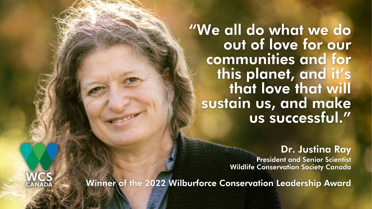 Congratulations to <a href="/WCS_Canada/">WCS Canada</a>'s Justina Ray, recipient of the @WilburforceFdn Conservation Leadership Award! Through her vision for conservation through reconciliation and Indigenous leadership, we’ve impacted millions of square km of land.