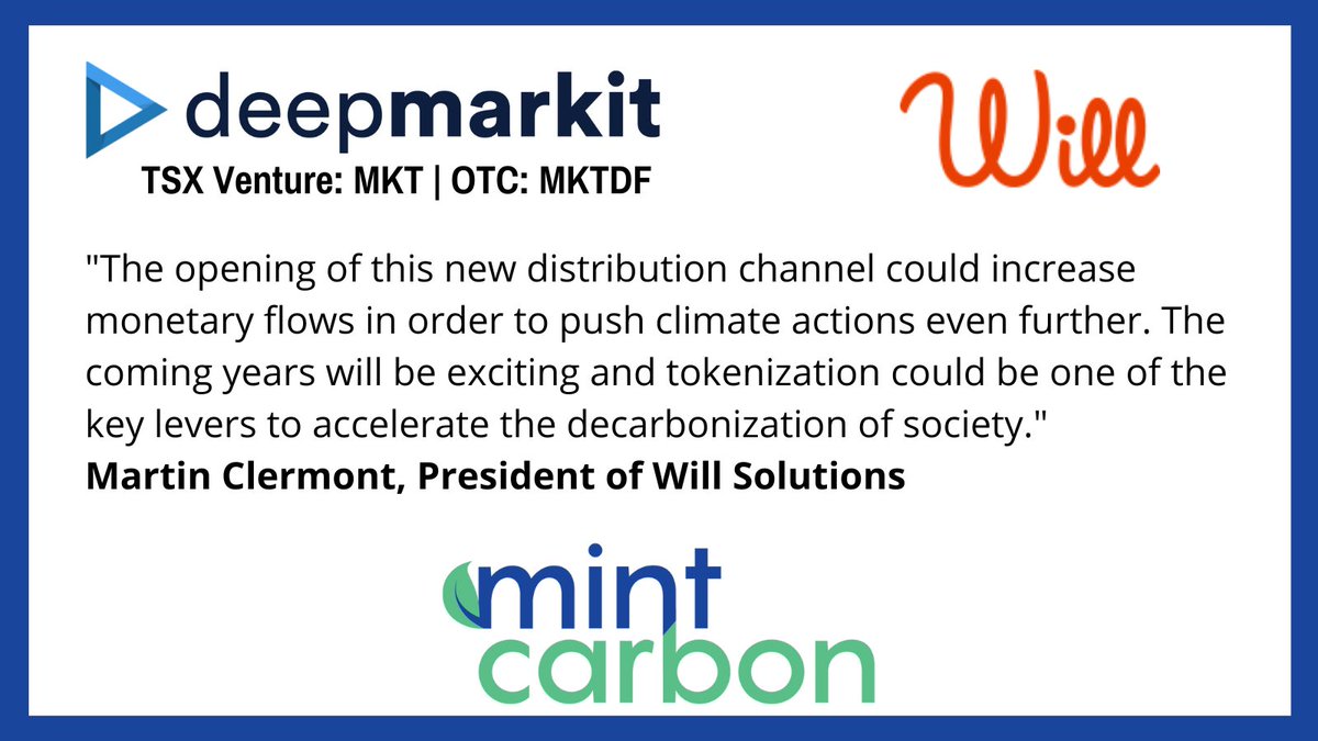DeepMarkit's tweet photo. DeepMarkit to Tokenize 150,000 Carbon Offsets for WILL Solutions

The Offsets are From the Quebec Sustainable Community Project and Were Verified Under Accepted Conversion &amp; Energy Efficiency as Well as Waste Diversion Methodologies and Standards

$MKT.V
https://t.co/q5V9ZDfSvk https://t.co/bQ1N4k7bKE