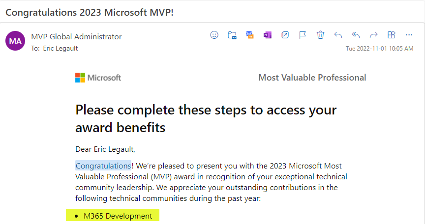 I'm so honoured to have received the 2023 Microsoft Most Valuable Professional (MVP) award for M365 Development! After a 3-year absence from the program, this makes it my 16th award since 2003, and I'm humbled to again be part of a fantastic group of people! <a href="/MVPAward/">Microsoft MVP Communities</a> #MVPBuzz