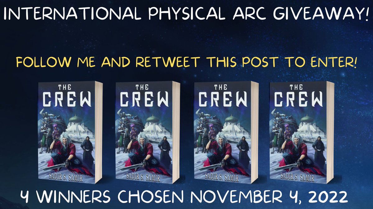 Sadir_S_Samir's tweet photo. THE CREW physical ARC giveaway! 

Follow me and retweet this post to enter the fun 🥳 Open internationally. 4 winners will be chosen November 4, 2022.

Good luck everyone! https://t.co/Cxo1inlkiT