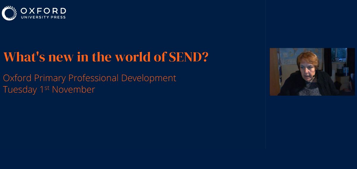 OUPPrimary's tweet photo. A very warm welcome to @Lorrainep1957 and all the teachers joining us for this afternoon's SEND webinar! #SEND #CPD #TeacherCPD https://t.co/Ve8TKDoA1q