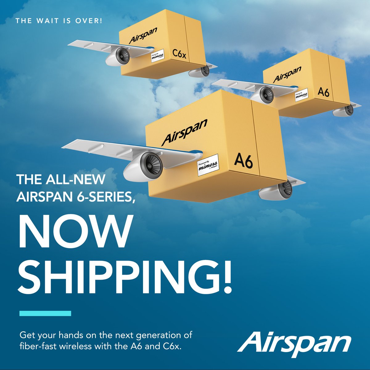 THE WAIT IS OVER!
We are shipping the all-new <a href="/AirspanNetworks/">Airspan Networks</a> A6 and C6x radios based on Wi-Fi 6E, enabling unlicensed #PTMP deployments with new levels of efficiency, performance, and capacity.

#wifi6e #fiber #wireless #FixedWireless