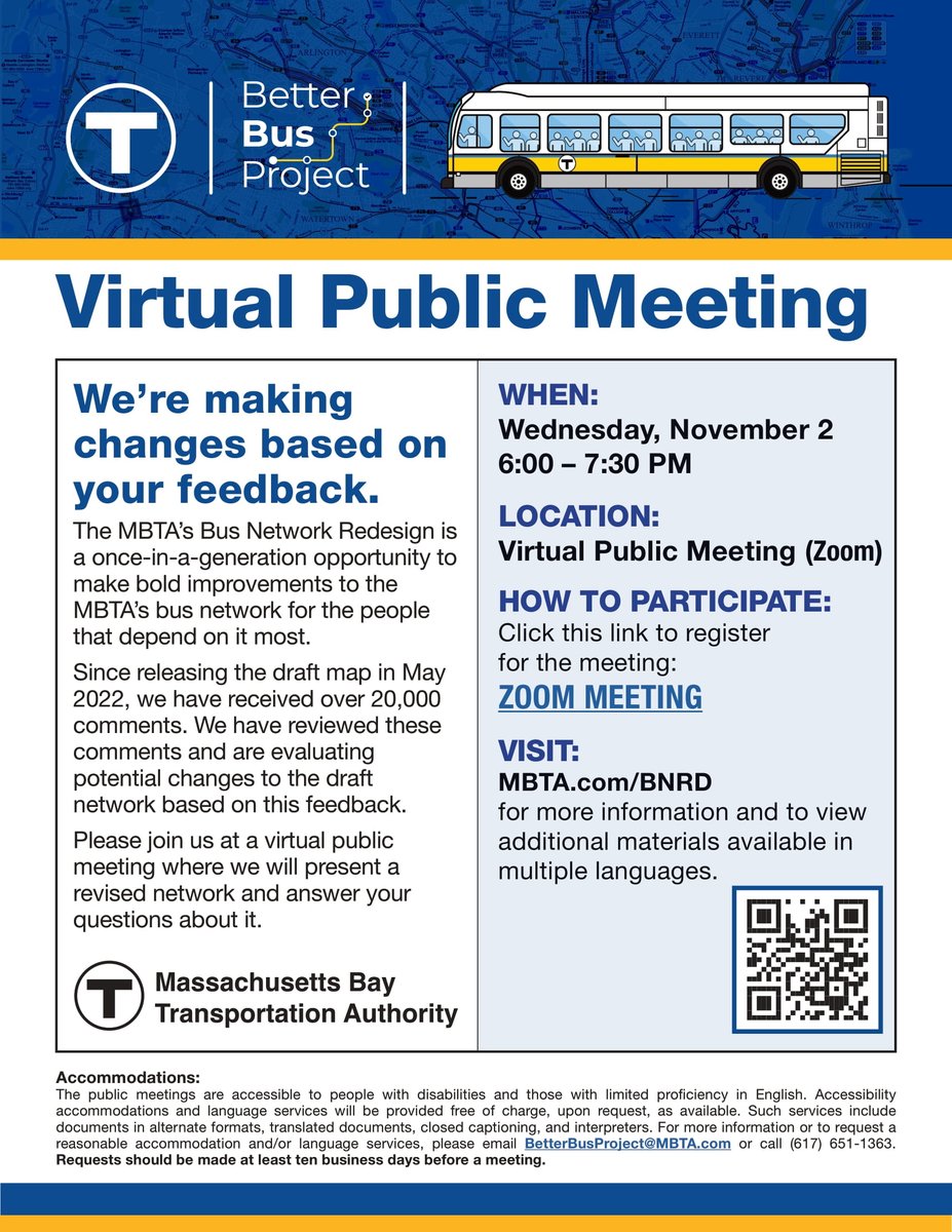 RepSteveUltrino's tweet photo. #BusNetworkRedesign🚌
Reminder that the MBTA will be holding a virtual public meeting about the updates and changes to the latest route map tomorrow at 6PM! You can register to attend the meeting here👇🏼https://t.co/nggo20ccvc https://t.co/O5TCYVEPUM