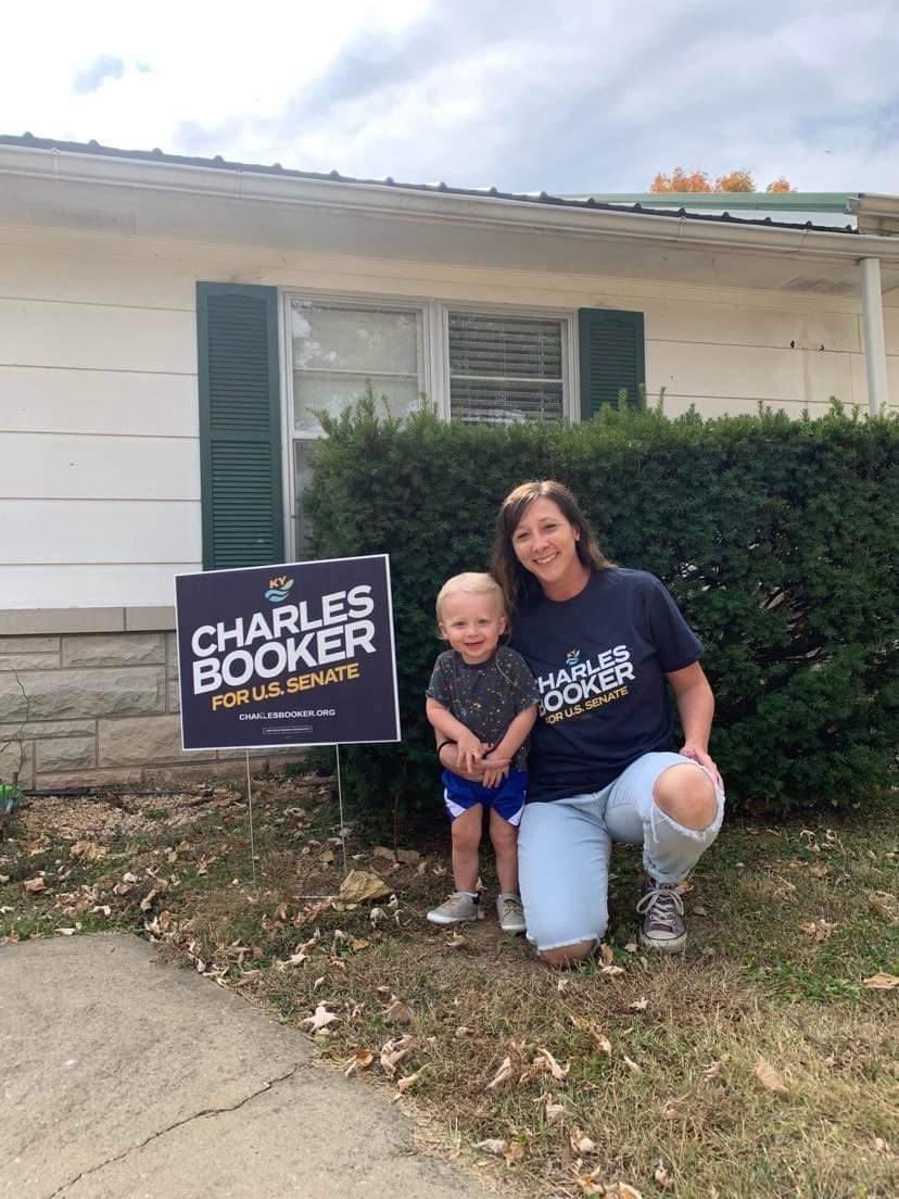 From a volunteer: “Today in Barren Co., we met this little guy, Beck. He may be the biggest Charles fan ever! He kept holding the sign and cheering "booger will will".. pretty sure he meant Booker, but booger will do for now! Beck and his future deserve so much more than Rand.”