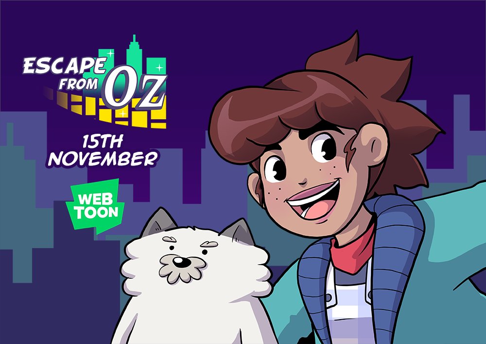 Anythingcomic's tweet image. Escape from Oz will be released on Webtoon Originals on the 15th of November! 🎉
I'm really excited for people to read (and sorry for the delay). 

#webtoon
