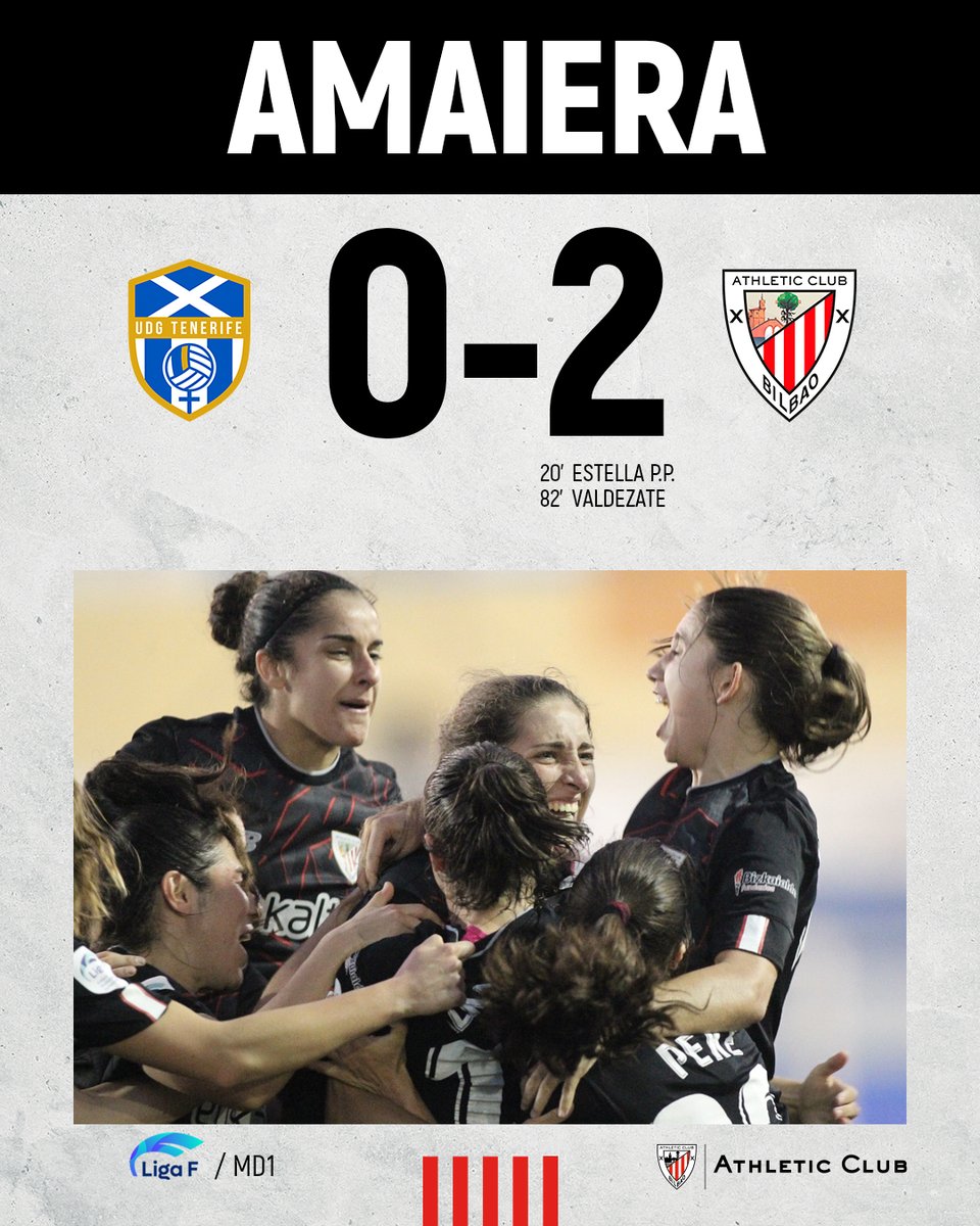 AMAIERA I FINAL

El Athletic pone fin a su mala racha tras ganar por primera vez en La Palmera.

Garaipen handia, lehoiak‼️

#UDGTenerifeAthletic #AthleticClubFem 🦁