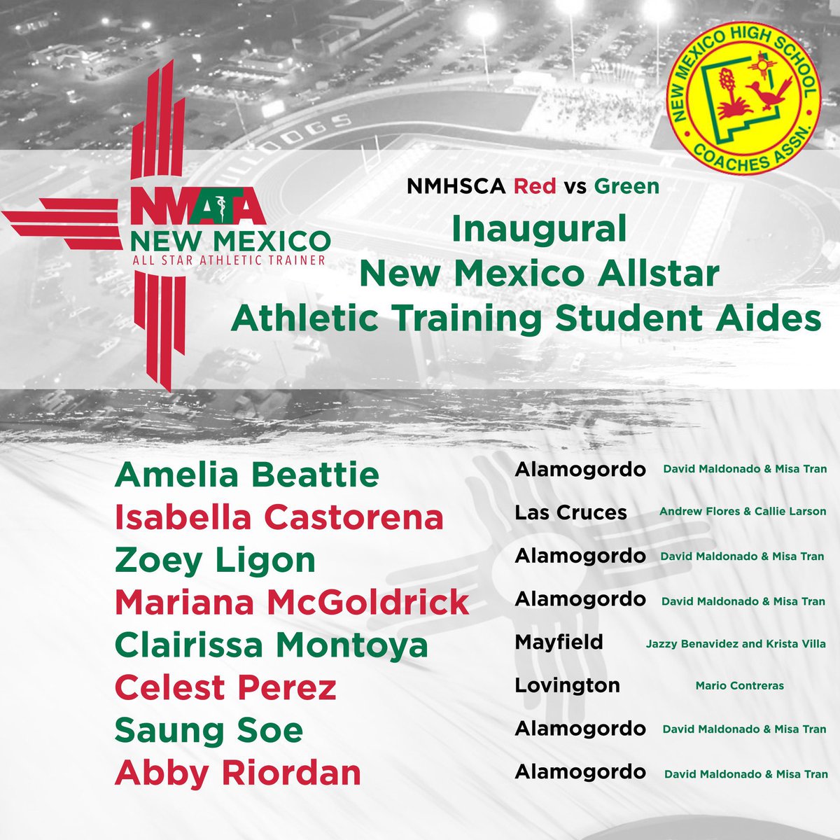 NMHSCA's tweet photo. These outstanding @_NMATA student leaders will join @NMHSCA RedvsGreen All-Star 🏈 Players in the Bulldog Bowl on December 3rd, 2022. https://t.co/ekQEb7NXwN