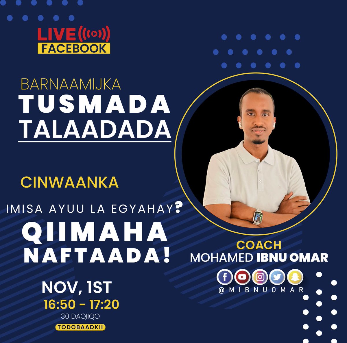 mibnuomar's tweet photo. 🔴 L I V E | Barnaamijka TUSMADA Talaadada | Waa Imisa? QIIMAHA NAFTAADA! | Coach. Mohamed IBNU OMAR @mibnuomar 
https://t.co/WPyUhM5VW8 https://t.co/x8deliOLDQ