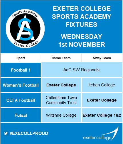 execollsport's tweet photo. After a week off to recharge our Sports Academy teams are looking forward to getting back out and performing tomorrow 🔵⚪⚽🏐🏉🏃
#ute #exfam @ExeterCityWFC @ExeterCCT @exechiefsacad @EcfcFutsal https://t.co/oQ1HqXb13B