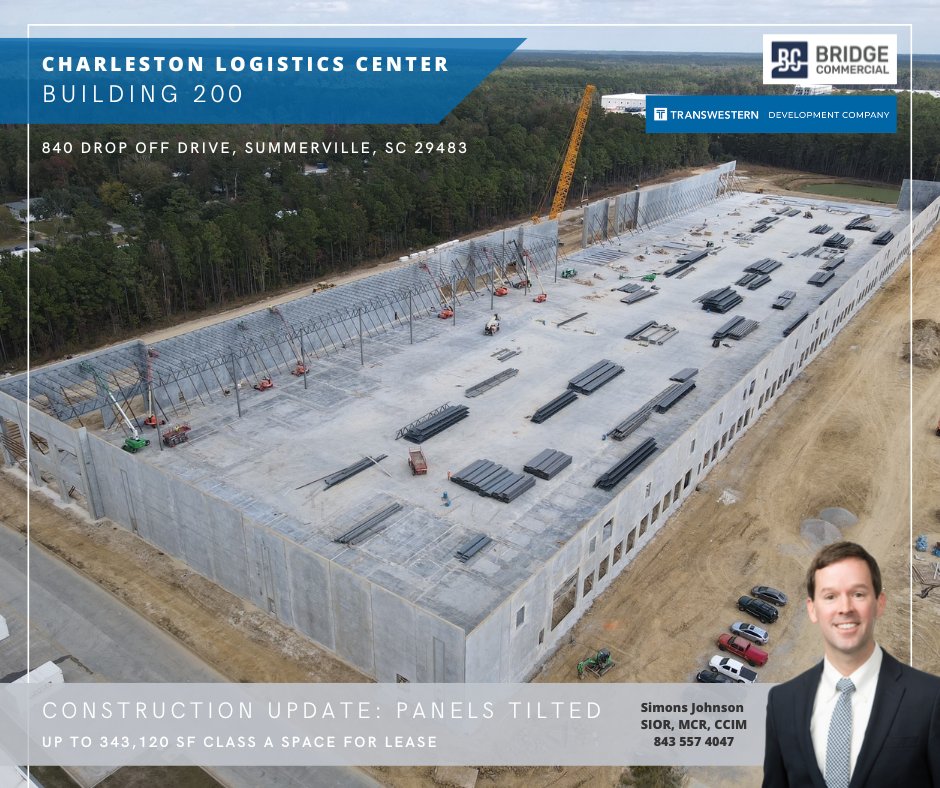 Walls are up at Charleston Logistics Center!

Up to 343,120 SF Class A industrial space for lease located in Charleston's booming industrial submarket. 

Are you looking for space? Call Simons Johnson. 

#bridgecommercial #commercialrealestate #industrial #forlease