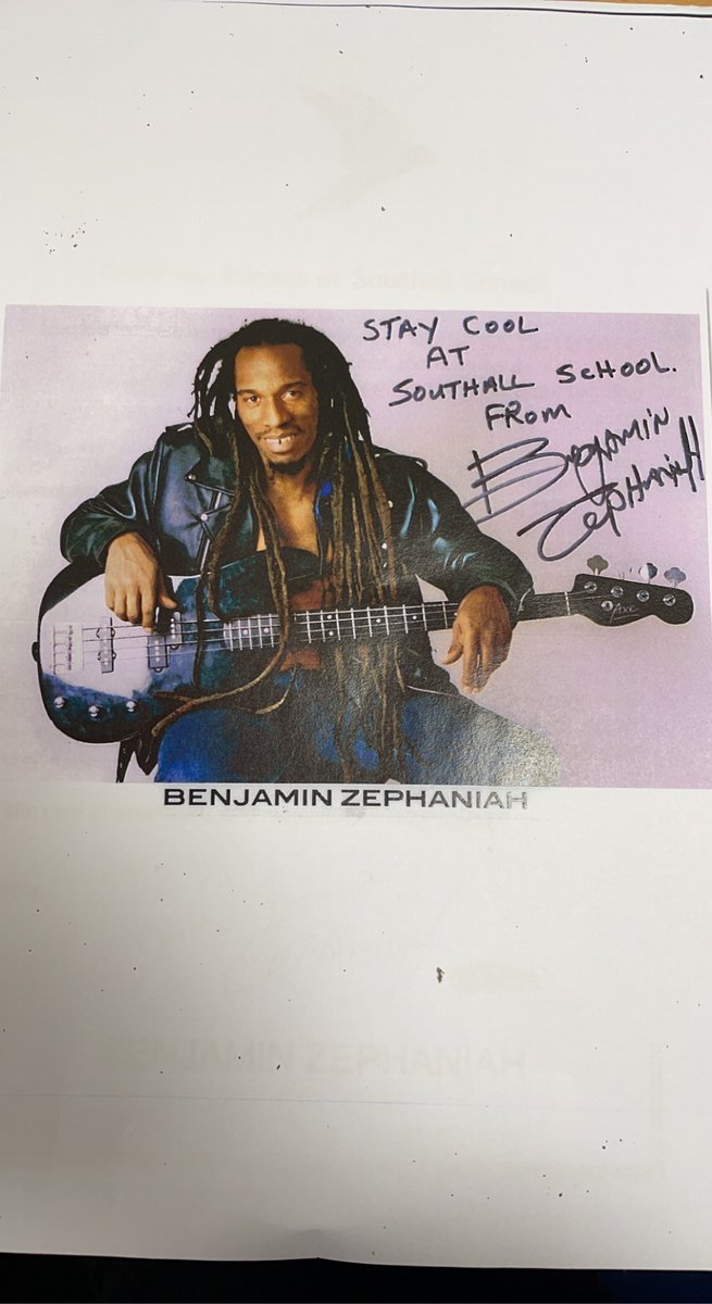 SouthallTelford's tweet photo. Southall sent a whopping 26 letters to the very talented Mr Benjamin Zephaniah who responded with a personal message and a signed photograph!! Just AMAZING! #Talented #Writer #EnglishWriter #EnglishLessons #Grateful #Thankyou https://t.co/fqGvSELTq7