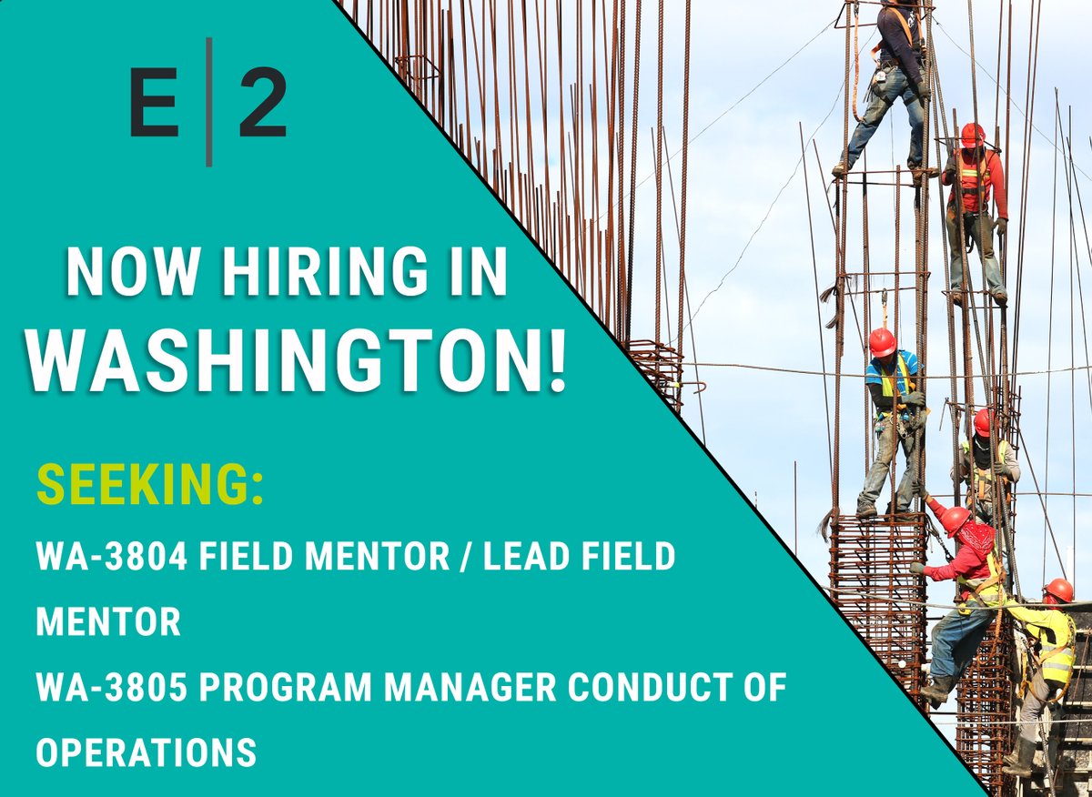 E2Consulting's tweet photo. Are you looking to be a part of the E2 team? We are Now Hiring in Washington!
https://t.co/eAOG0f4bEP
#E2ConsultingEngineersInc #E2Team #ExcellenceInEngineering #NowHiring #NowHiringInWashington #Washington https://t.co/4PIfUm2prf