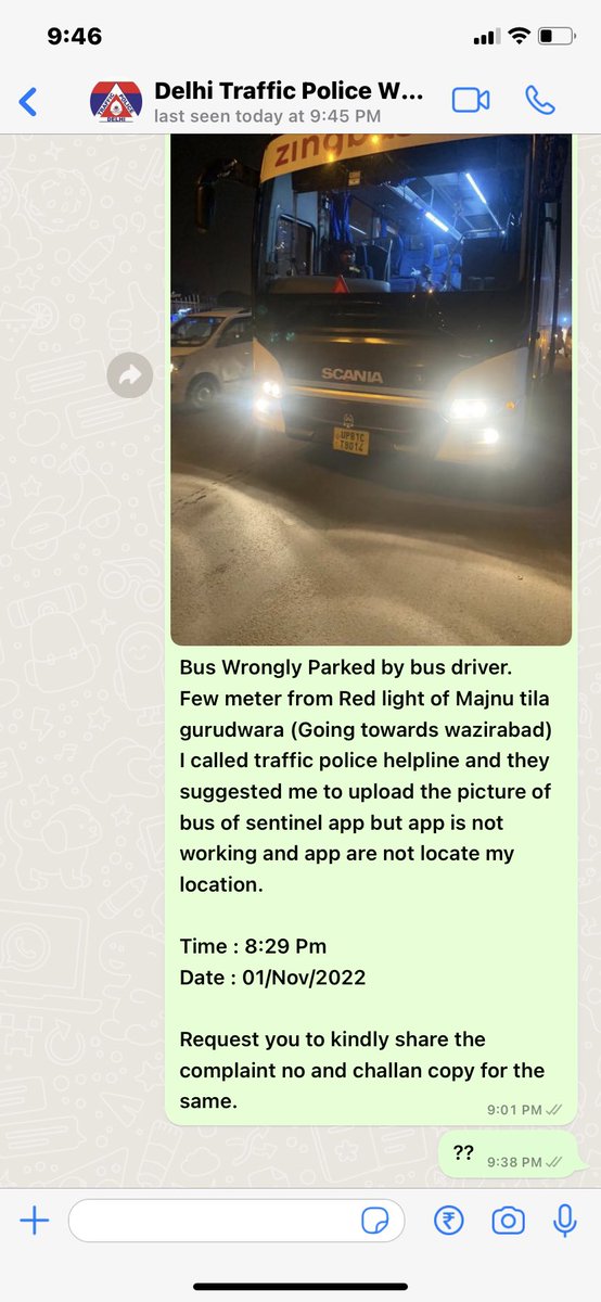 rahulvermaABVP's tweet photo. @dtptraffic @TrafficCP Delhi traffic Police whatsapp helpline no is not responding on whatsapp. You cannot take action for this ?? Any challan for this or not ?? https://t.co/zbZjEIhR82