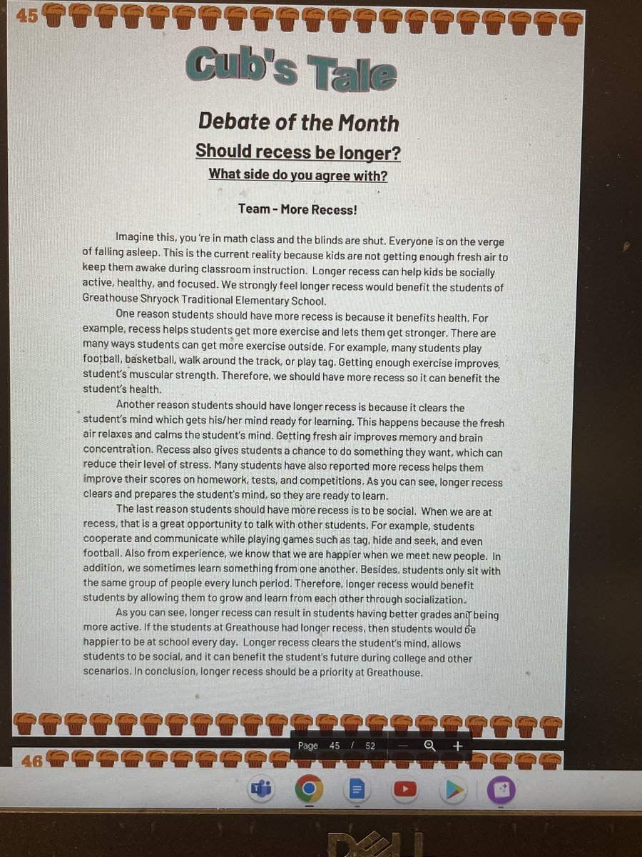 mrswilkerson84's tweet photo. I could not be more proud of my 5th Grade General Intellect and Language Arts GT kids for creating the first issue of the Cub’s Tale, which is a part of our school newspaper, The Lion’s Tale! #ghlionpride @GreathouseLions #jcpsgt https://t.co/IX4kbt53tz