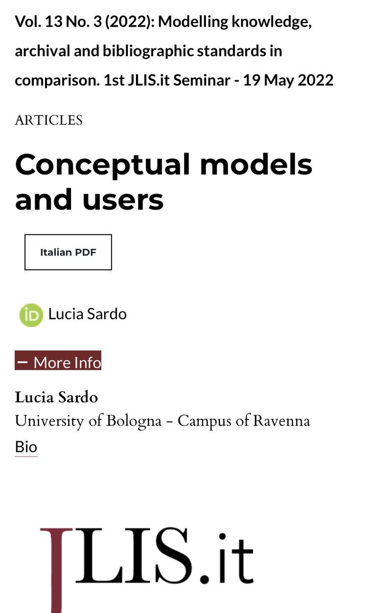 📍Lucia Sardo <a href="/Unibo/">Università di Bologna</a> ➰ Conceptual models and users 📂V.13, n.3 2022 JLIS.it jlis.it/index.php/jlis…