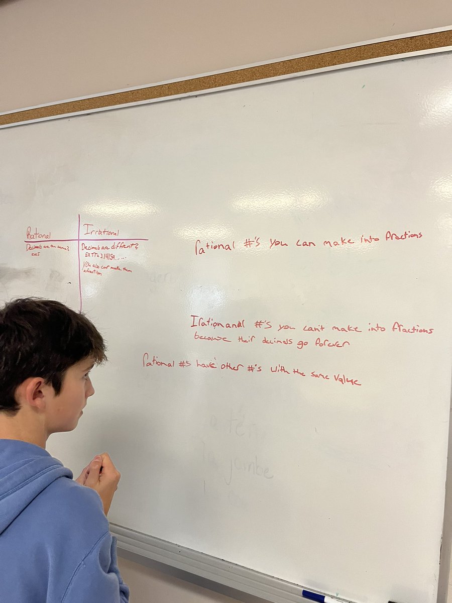 MrWaddenRMS's tweet photo. Grade 9s explored what makes a number rational or irrational through thinking 🤔 #buildingthinkingclassrooms @HRCE_Math https://t.co/l4IPiLyH3X