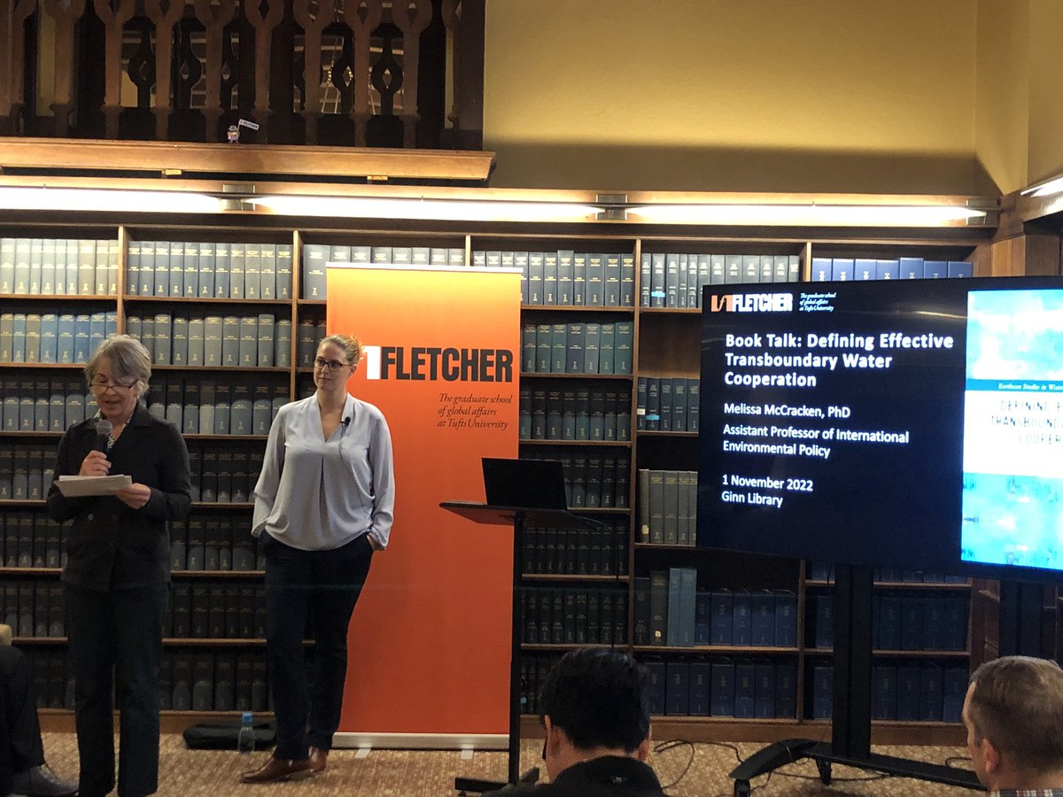 rockfordw's tweet photo. Excellent talk by #FletcherProf Melissa McCracken on her new book —Defining Effective Transboundary Water Cooperation — in @GinnLibrary at @FletcherSchool ⚓️🌏🌍🌎⚓️ https://t.co/GOgEgCRJbH